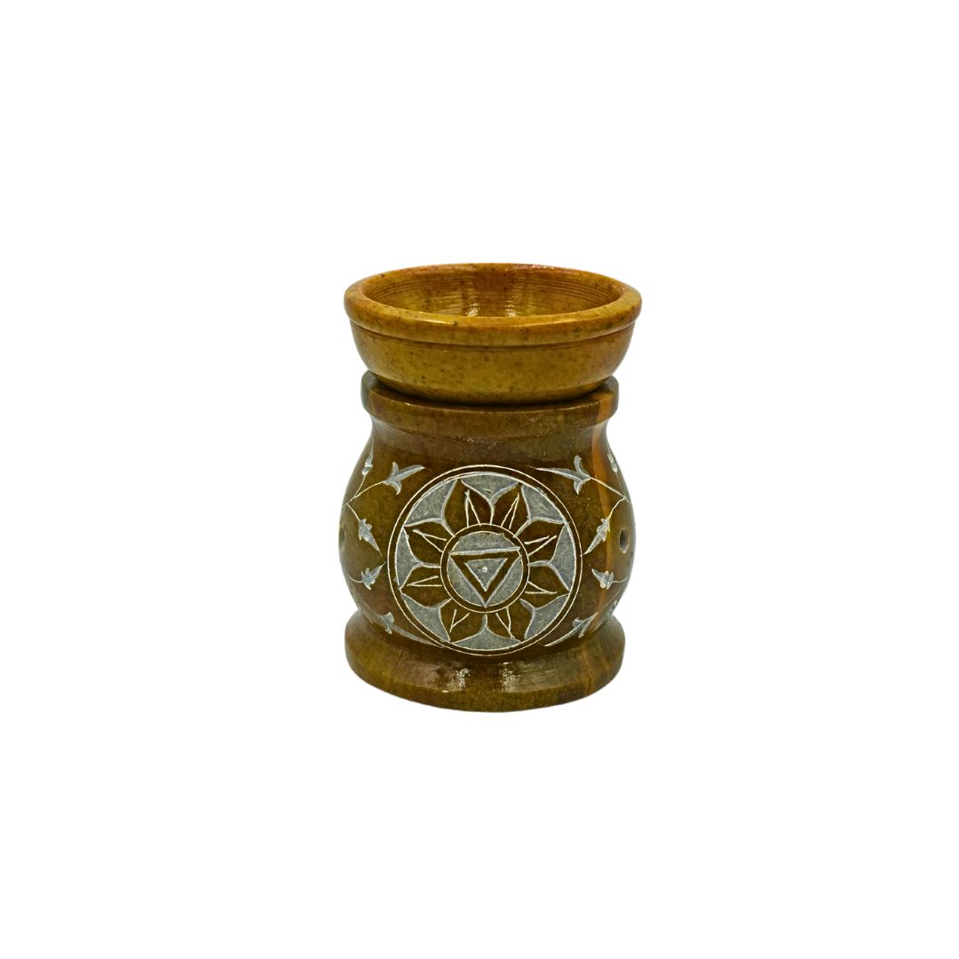 Soapstone Oil Burner - Solar Plexus Chakra Yellow (8cm height; 6cm width)