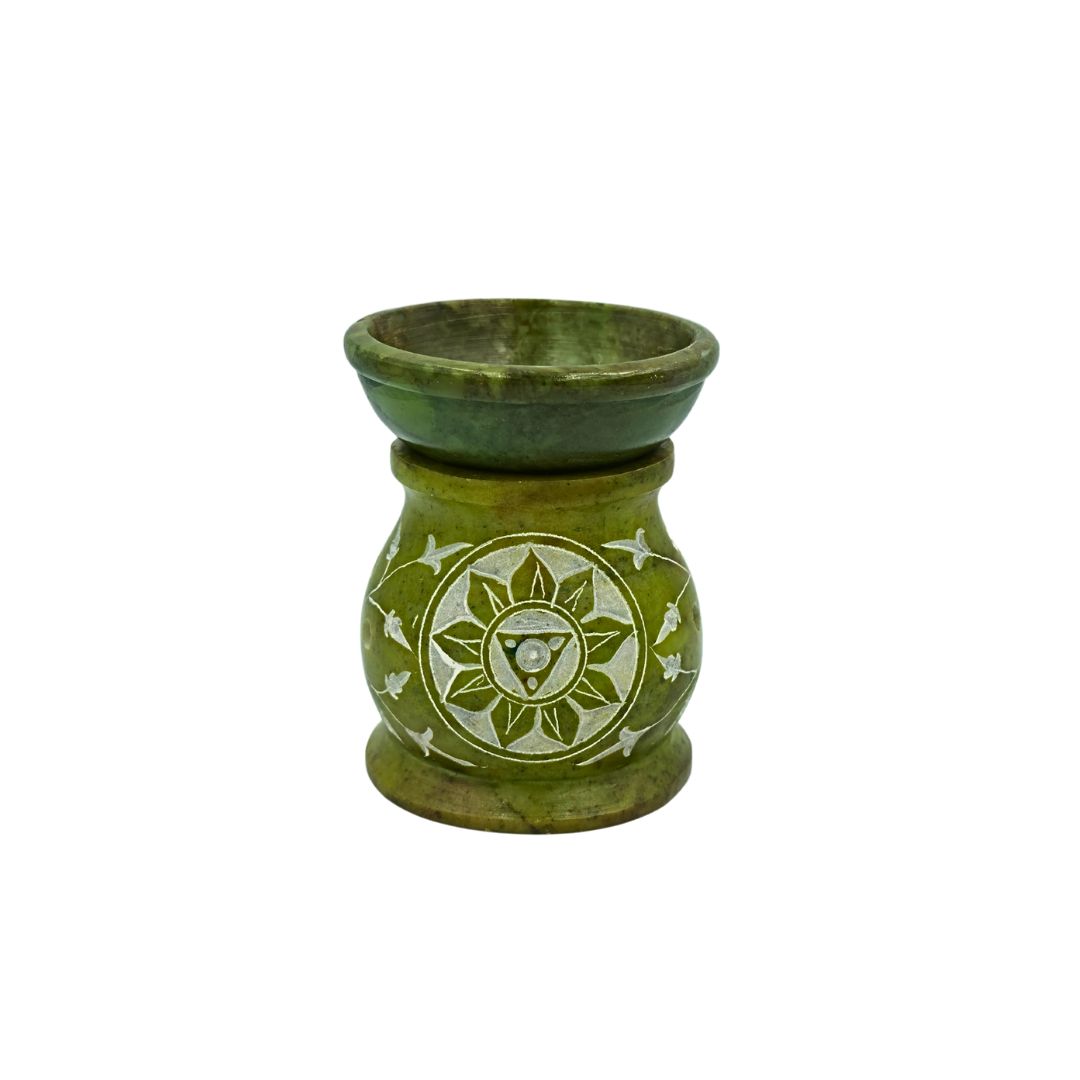 Soapstone Oil Burner - Throat Chakra Green (8cm height; 6cm width)