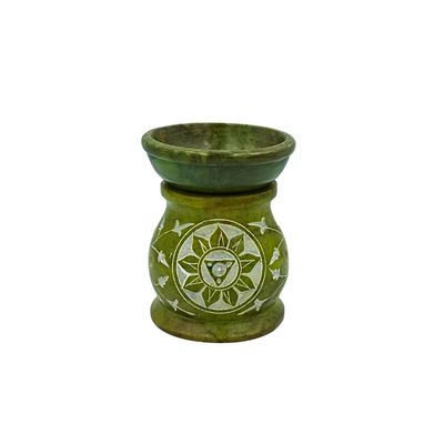 Soapstone Oil Burner - Throat Chakra Green (8cm height; 6cm width)