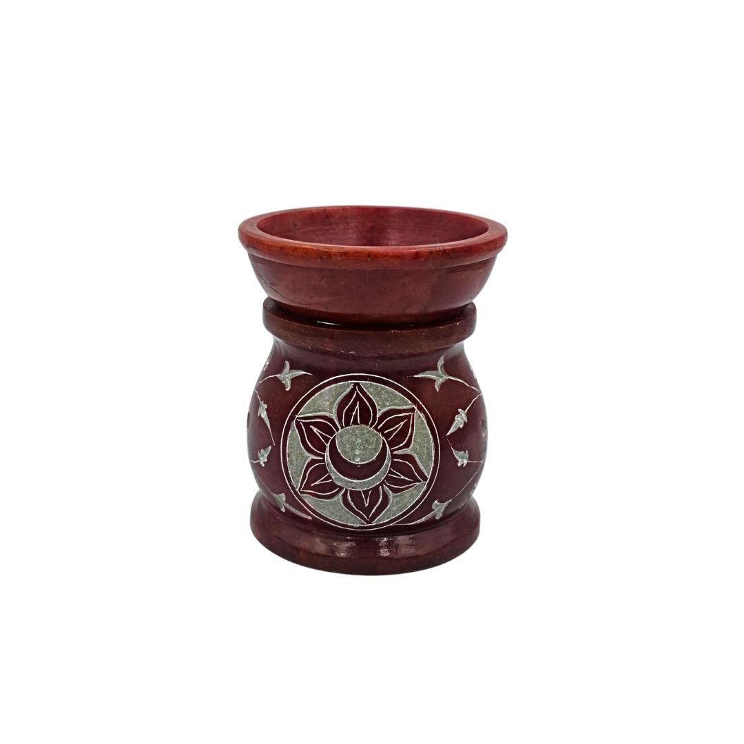 Soapstone Oil Burner - Sacral Chakra Red (8cm height; 6cm width)