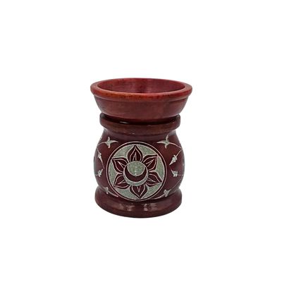 Soapstone Oil Burner - Sacral Chakra Red (8cm height; 6cm width)