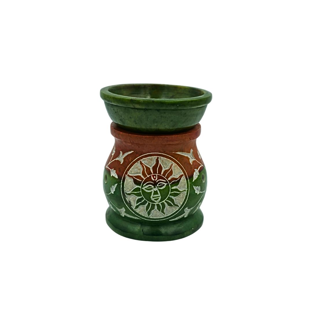 Soapstone Oil Burner - Sun 2 Colour (8cm height; 6cm width)
