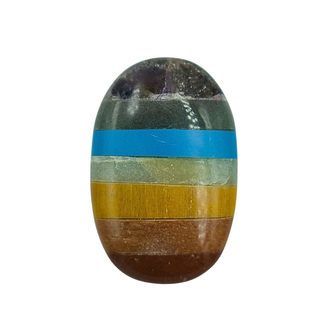 7 Chakra Spliced Palm Stone (6cm to 7cm)
