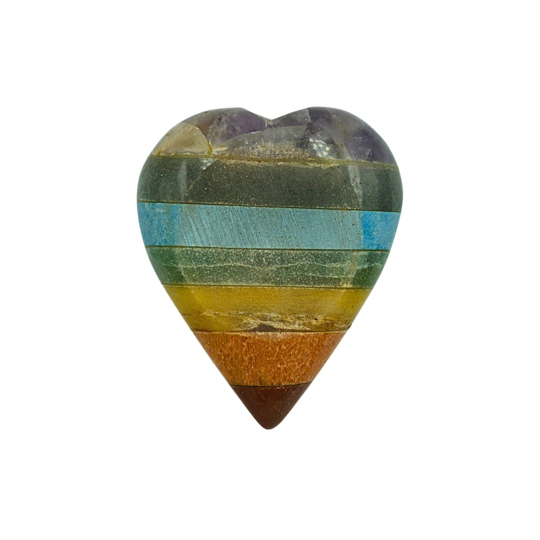 7 Chakra Spliced Sphere Stand Heart (3cm cradle)