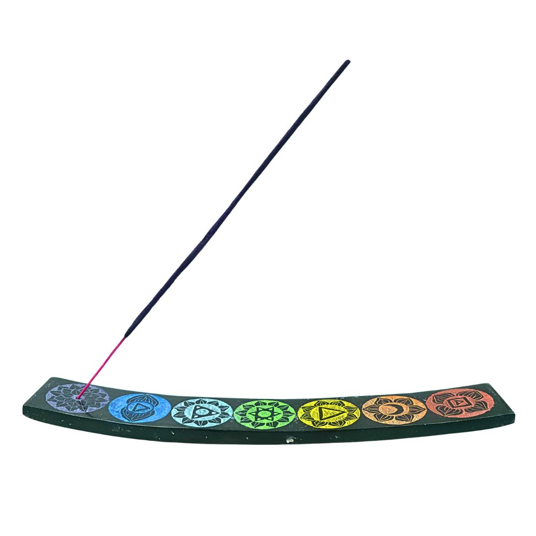 7 Chakra Black Soapstone Incense Holder (25cm x 4cm)
