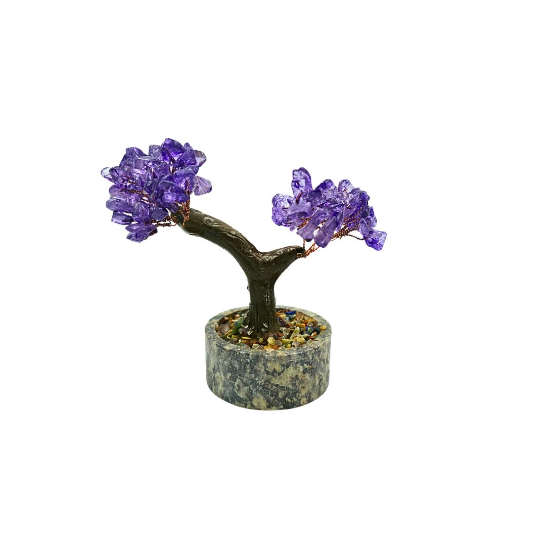 Amethyst Tree on Resin and Copper Wire with Soft Stone and Mix Chip Base (10cm)