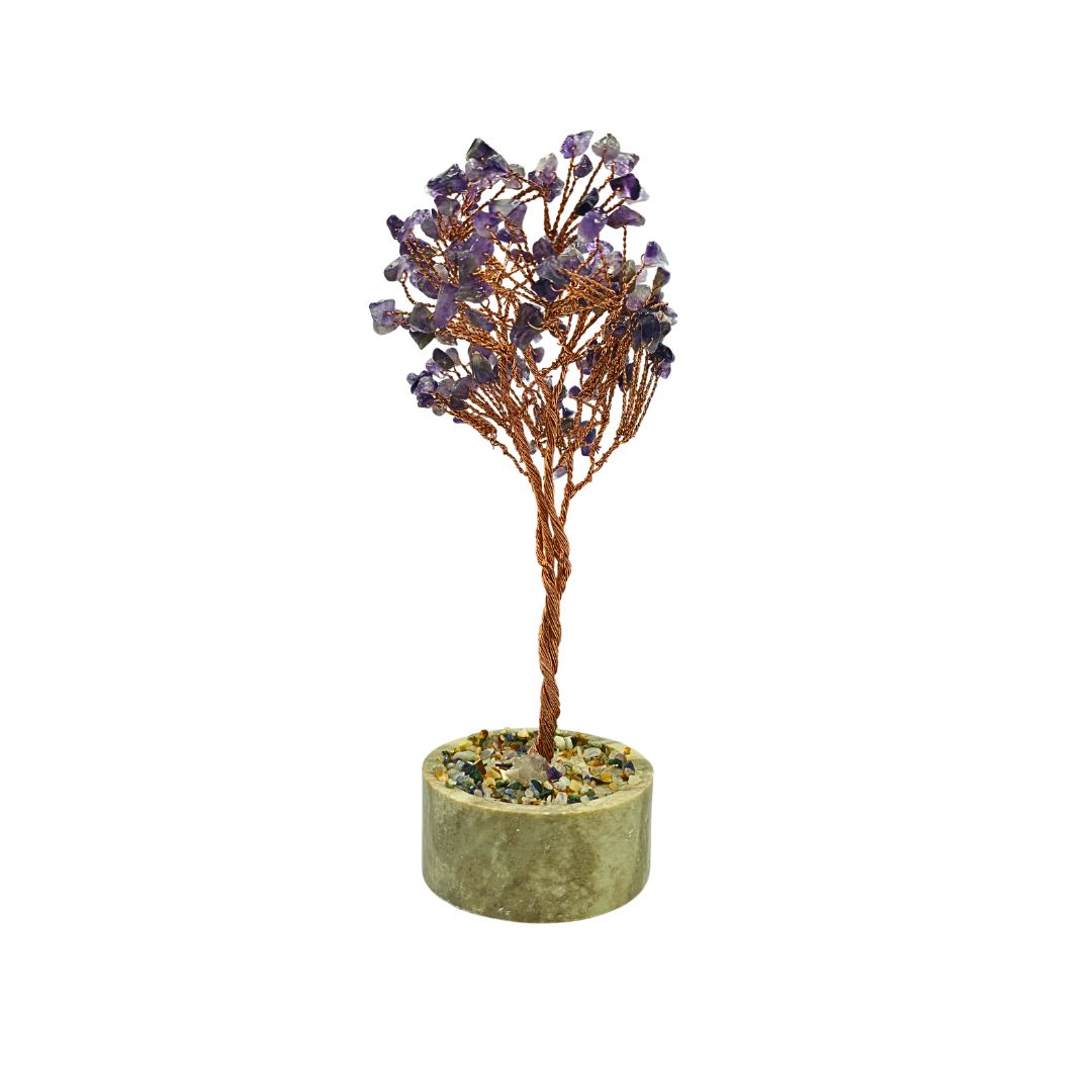 Amethyst Tree on Copper Wire with Soft Stone and Mix Chip Base (15cm)