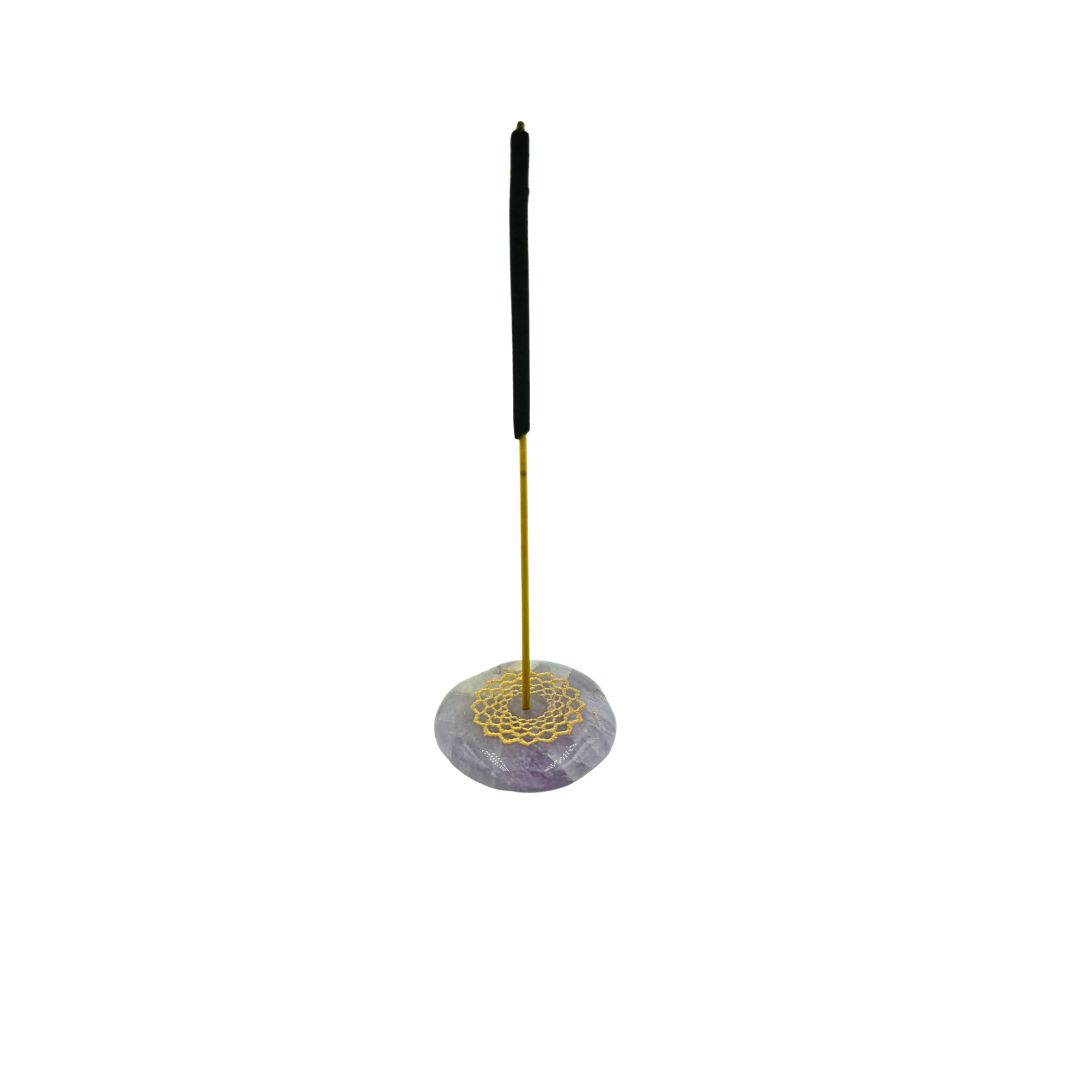 Amethyst Crown Chakra Engraved Cabochon Incense Holder