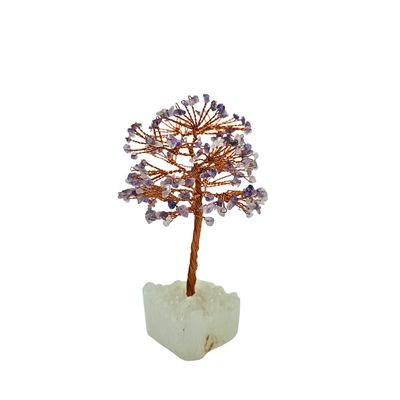 Amethyst Tree on Copper Wire with Quartz Cluster Base (15cm)