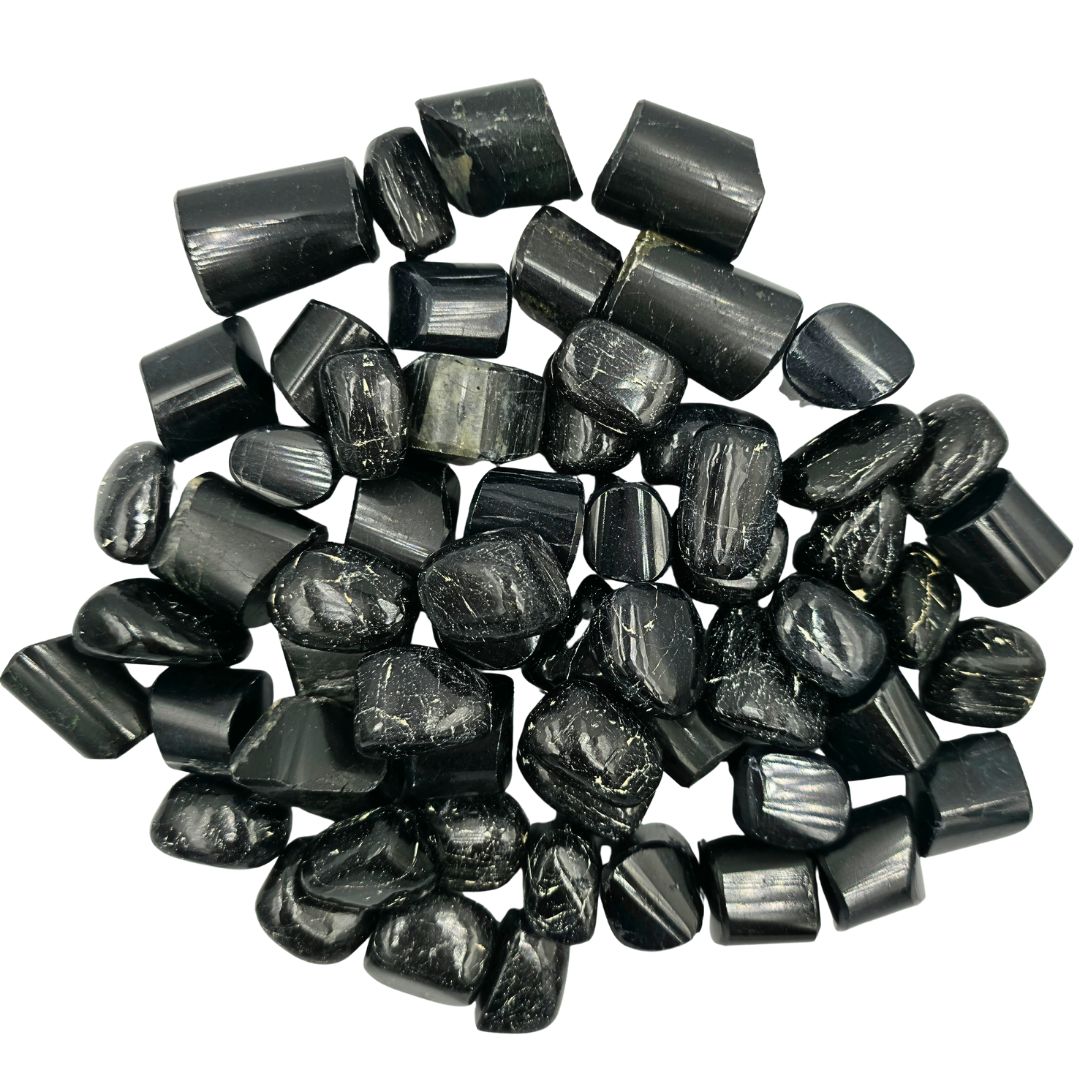 Black Tourmaline Tumbled Gemstone Small - Pack of 10