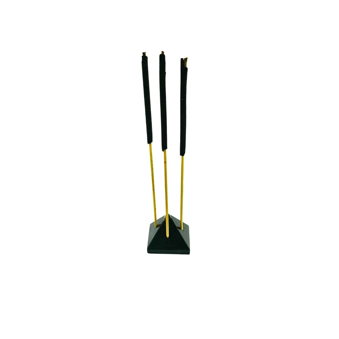 Black Tourmaline with Pyrite Mini Pyramid Incense Holder