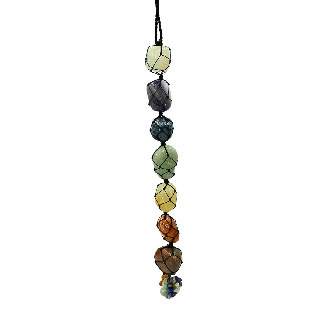 Gemstone Hanger 7 Chakra on Black Cord