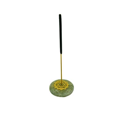 Green Aventurine Heart Chakra Engraved Cabochon Incense Holder