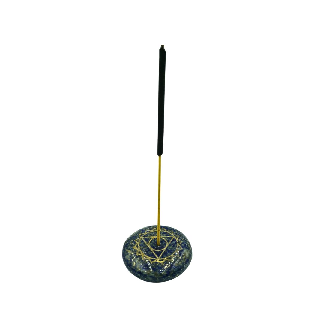 Lapis Lazuli Throat Chakra Engraved Cabochon Incense Holder