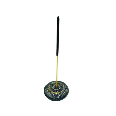 Lapis Lazuli Throat Chakra Engraved Cabochon Incense Holder