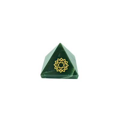 Green Jade Pyramid with Gold Heart Chakra Engraving (120g)