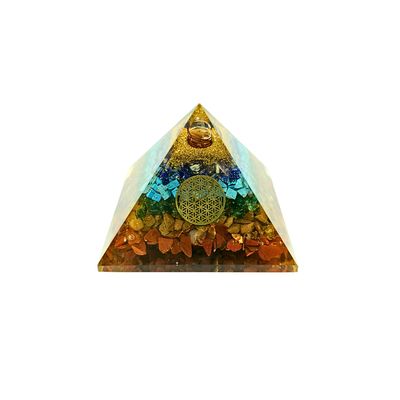 Orgonite Pyramid Chakra with Flower of Life (210g 8x8cm)