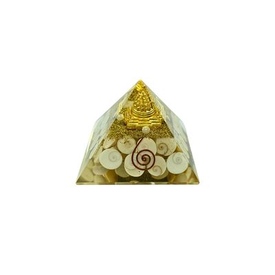 Orgonite Pyramid Shri Yantra Gomti Chakra with Spiral (170g 8x8cm)