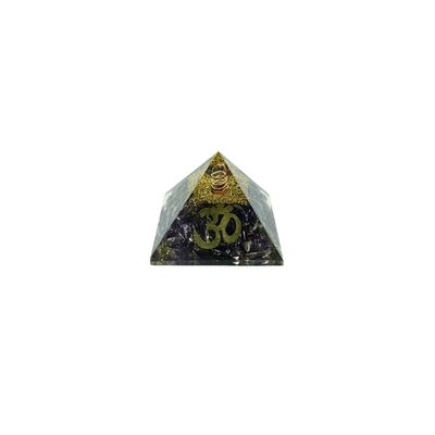 Orgonite Pyramid Amethyst Chips with Aum (70g 5.5x5.5cm)