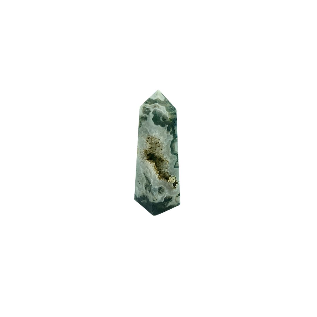 Moss Agate Geode Tower 110g