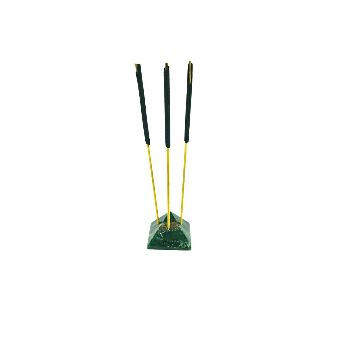 Moss Agate Mini Pyramid Incense Holder