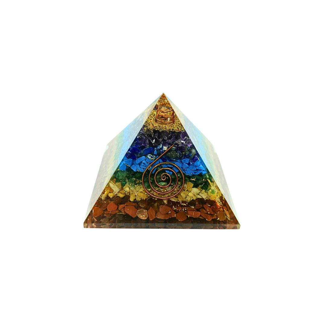 Orgonite Pyramid Chakra with Spiral (190g 7.5x7.5cm)