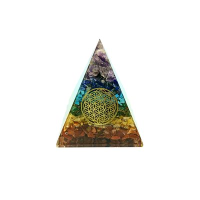 Orgonite Pyramid Chakra with Flower of Life (240g 7x7cm)