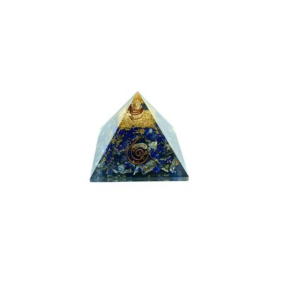 Orgonite Pyramid Lapis Lazuli Chips with Spiral (110g 6x6cm)
