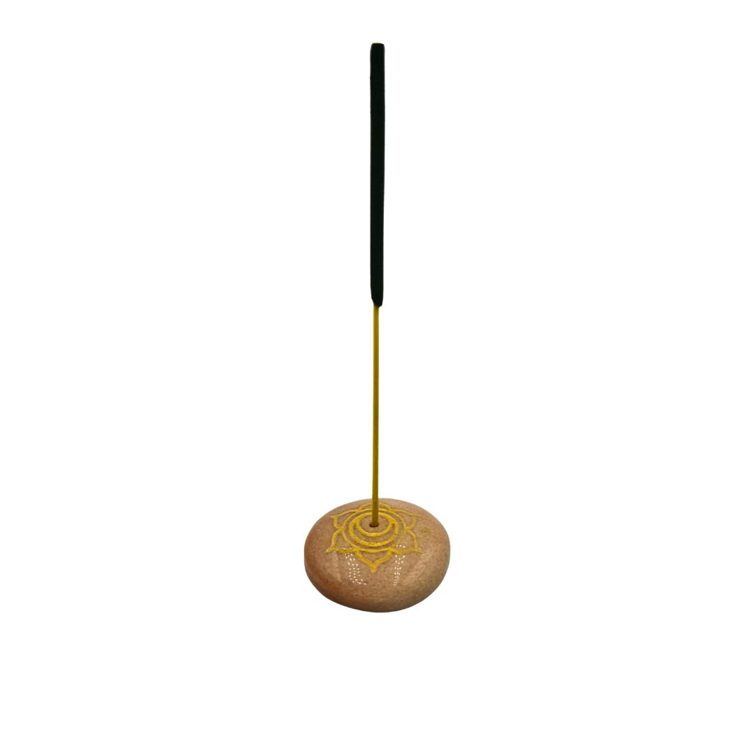 Peach Aventurine Sacral Chakra Engraved Cabochon Incense Holder
