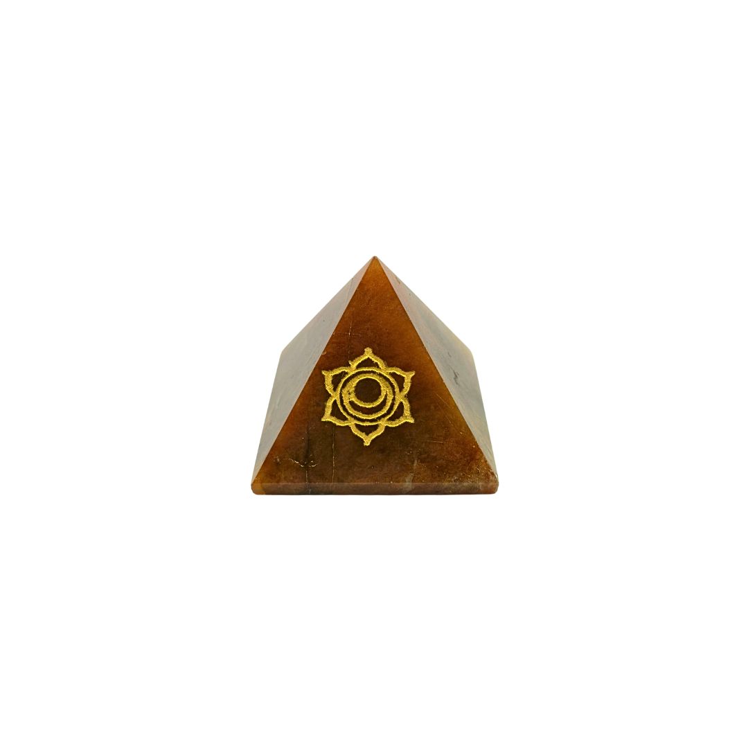 Red Aventurine Pyramid with Gold Sacral Chakra Engraving (130g)