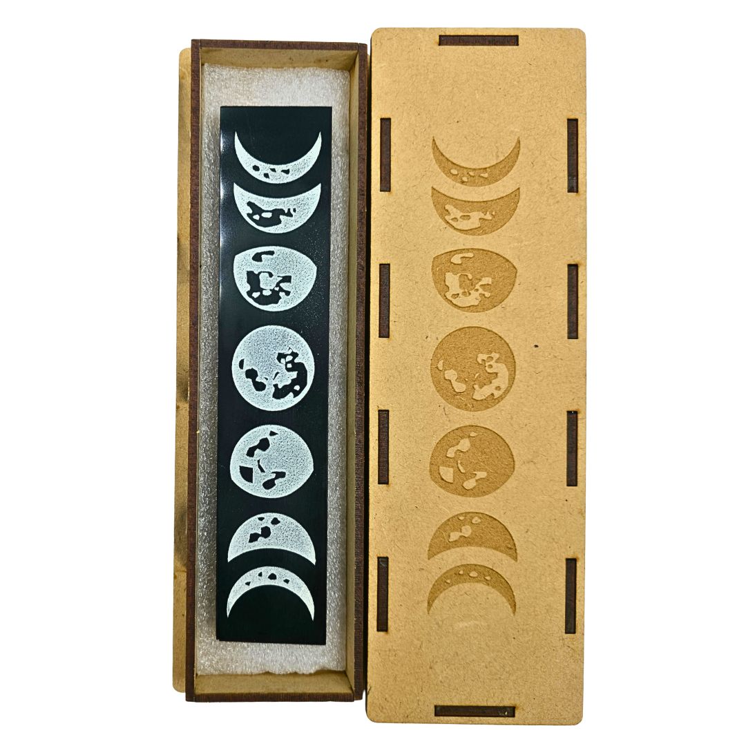 Tourmaline Boxed Rectangle Plate  Satellite Moon Phases (White)