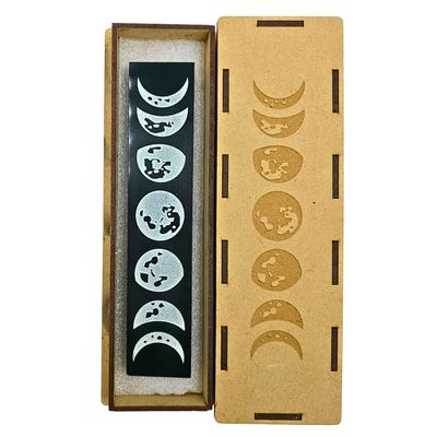 Tourmaline Boxed Rectangle Plate  Satellite Moon Phases (White)