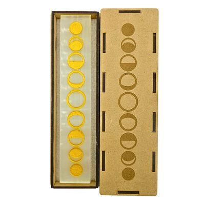 Selenite Boxed Rectangle Plate Moon Phases (Gold)