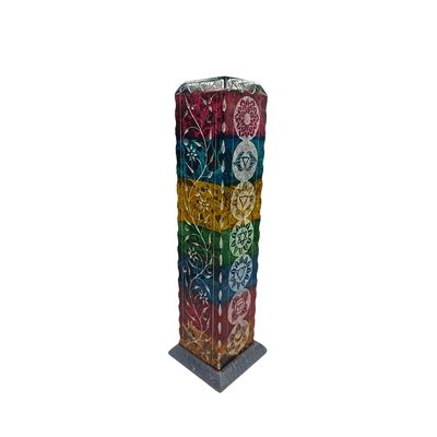 Soapstone Incense Tower Rectangular Prism 7 Chakra 27.5cm x 7.5cm
