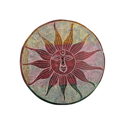 Soapstone Round Incense Holder - Sun 3 Colour Bands (10cm)