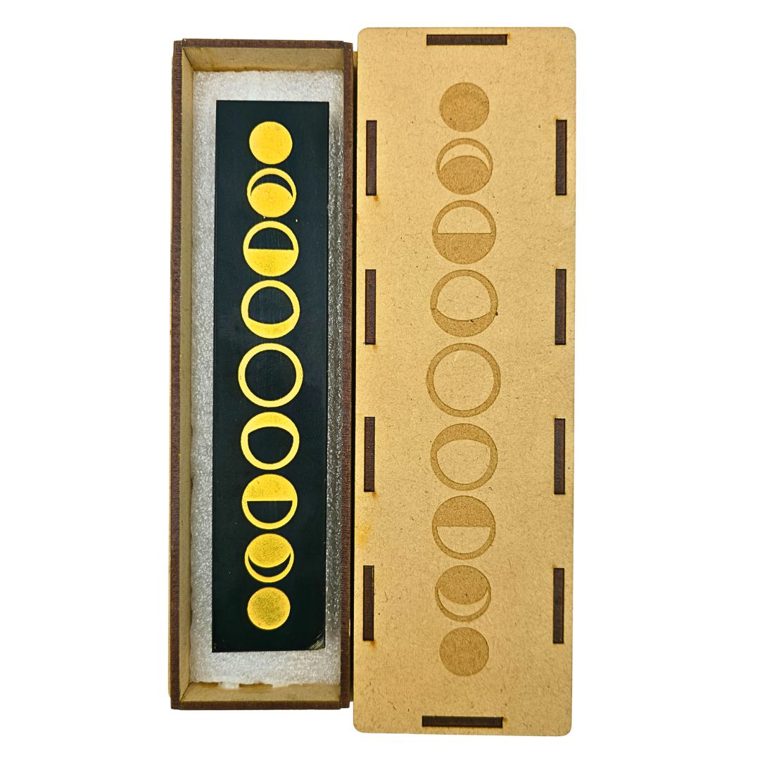 Tourmaline Boxed Rectangle Plate Moon Phases (Gold)