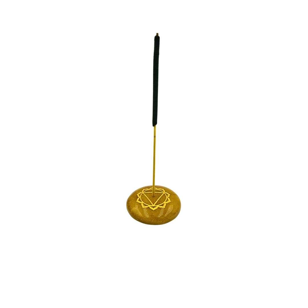 Yellow Aventurine Solar Plexus Chakra Engraved Cabochon Incense Holder