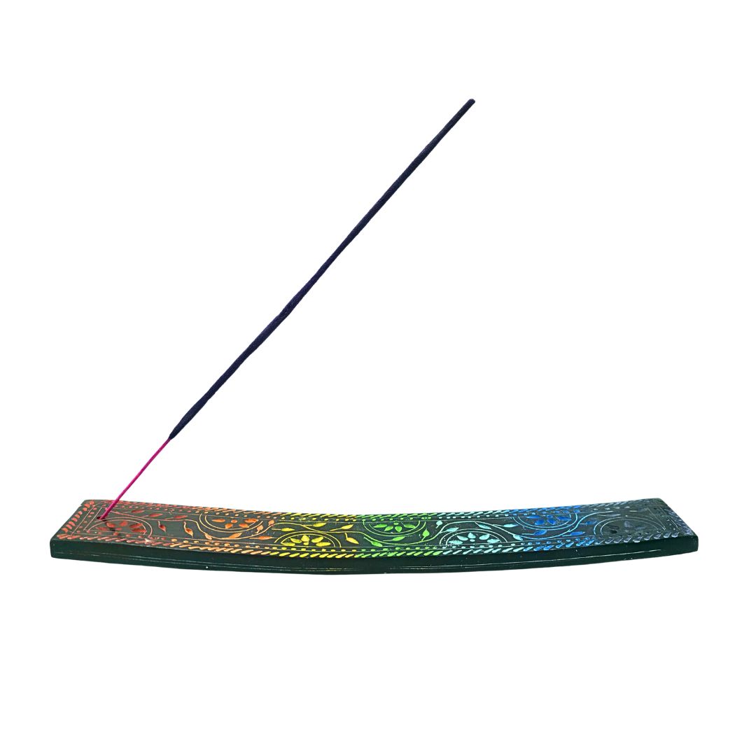 Garden in Chakra Colour Black Soapstone Incense Holder (25cm x 4cm)