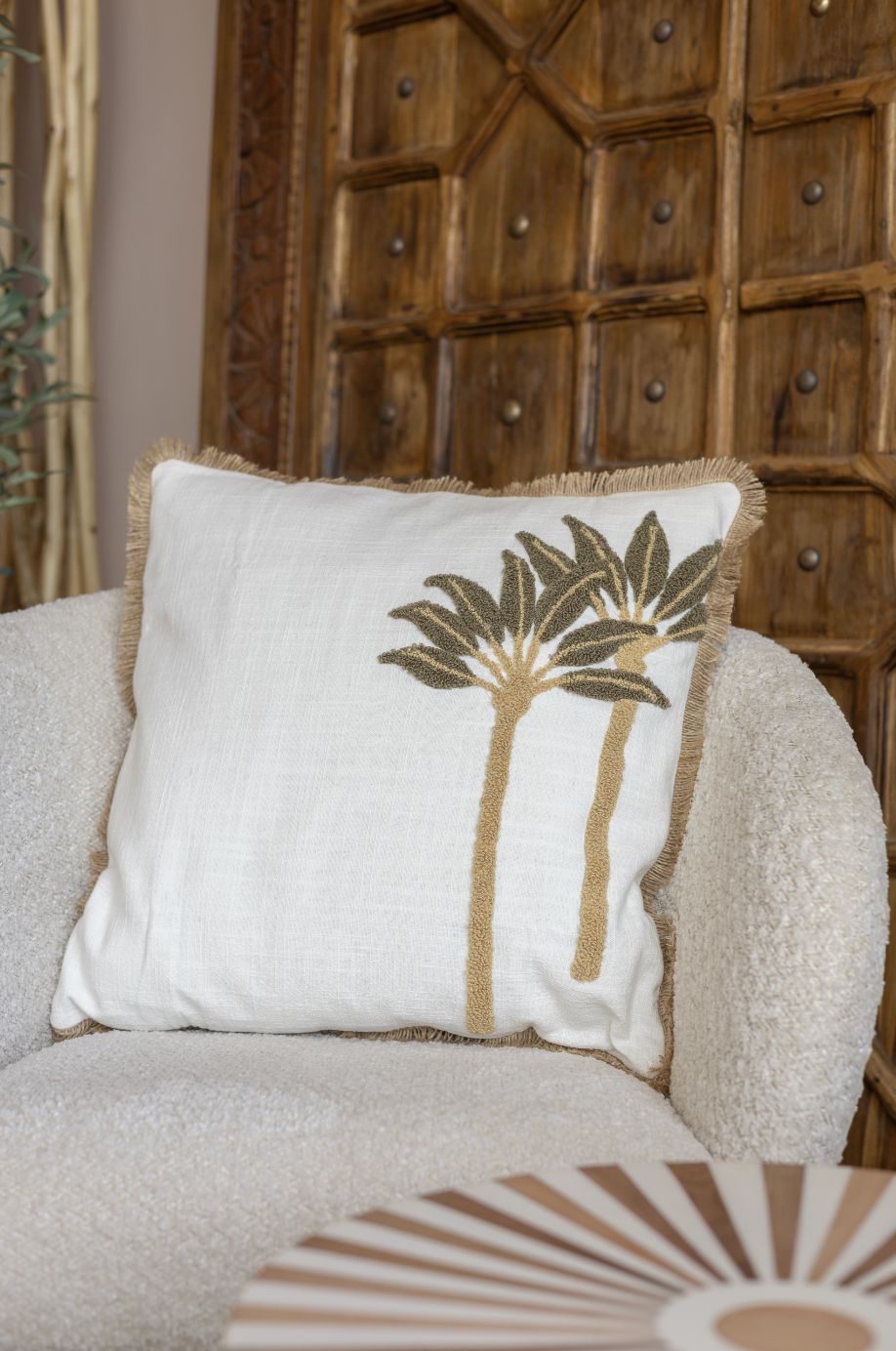 Wit kussen palm / raffia