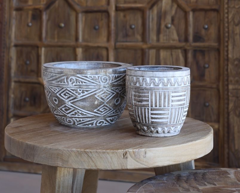 Tribal Candle Holder white stripes