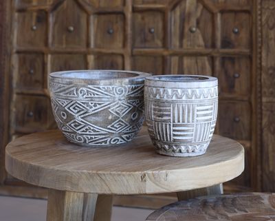 Tribal Candle Holder white stripes