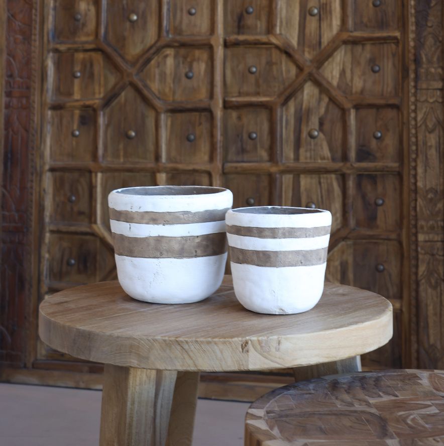 Beige Brown Plant Pot Small
