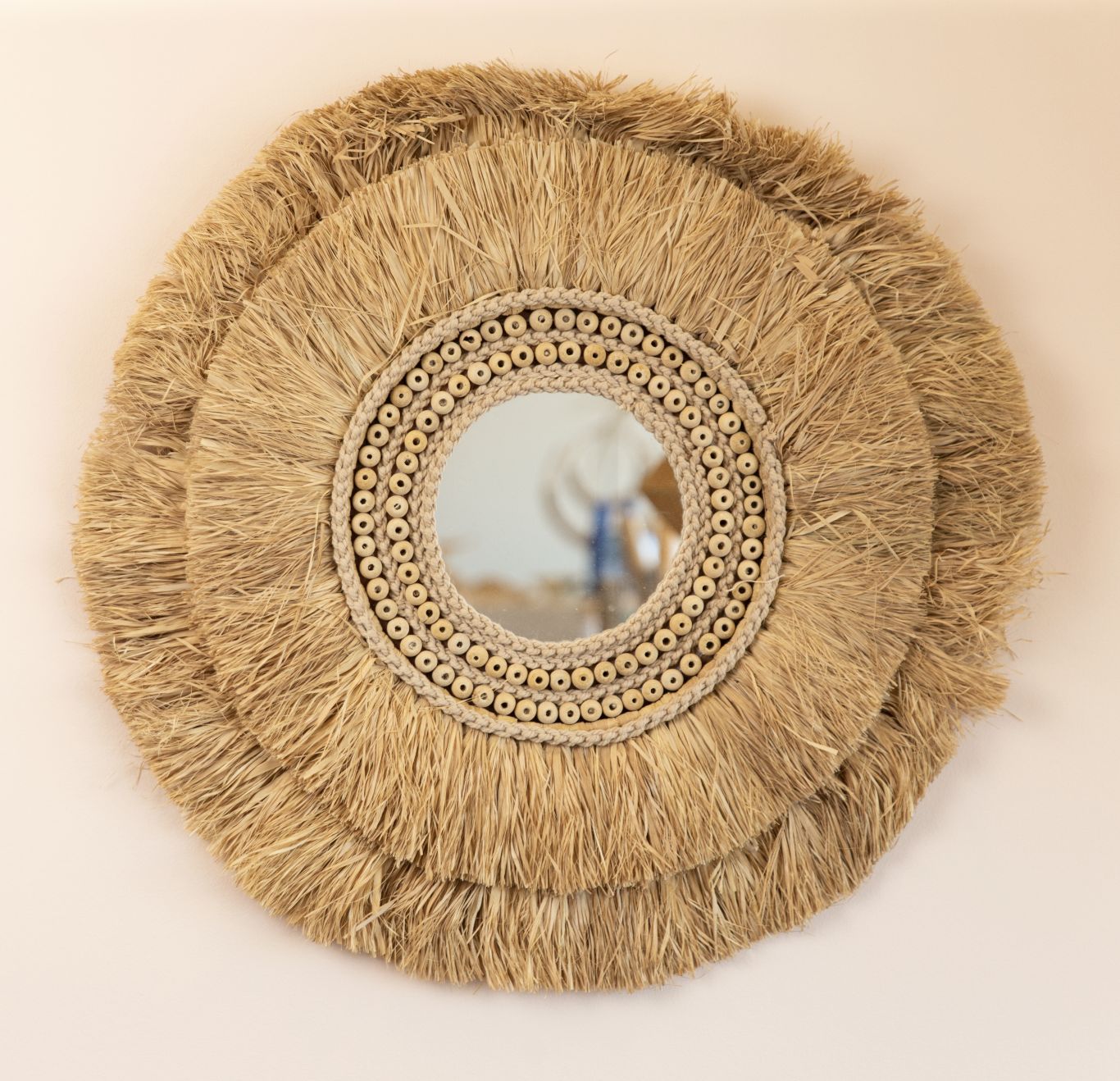 Senja Pelangi Natural Round Wall Mirror