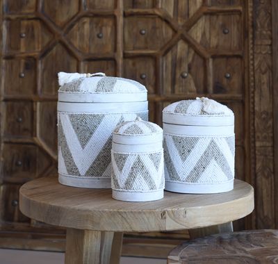 Round Beaded Box white SET