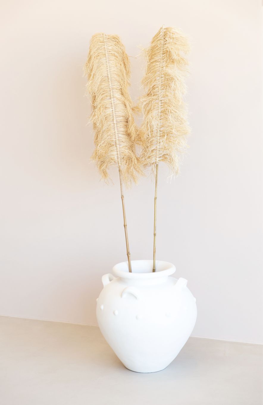 Raffia Palm Leaf on Bamboo Stick