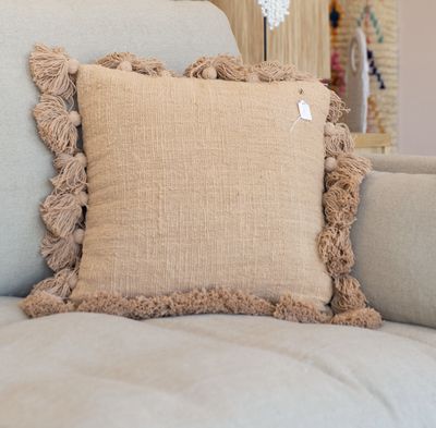 Hand Embroidered Cushion terracotta