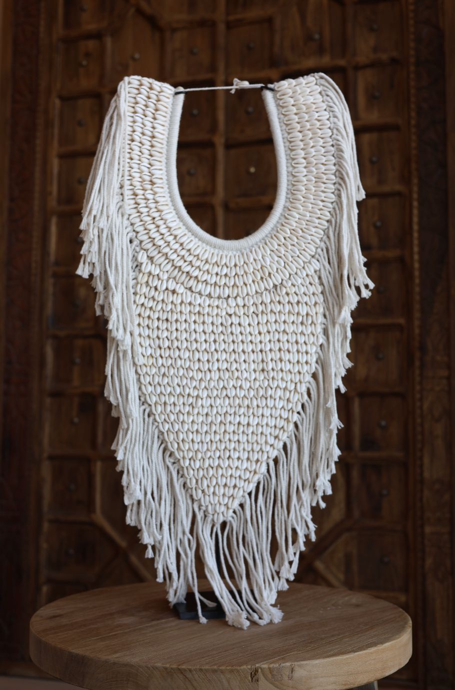 Natural Macrame Necklace on Stand