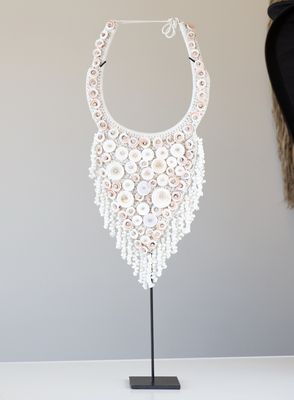 Macrame Shell Collar Decor on Stand