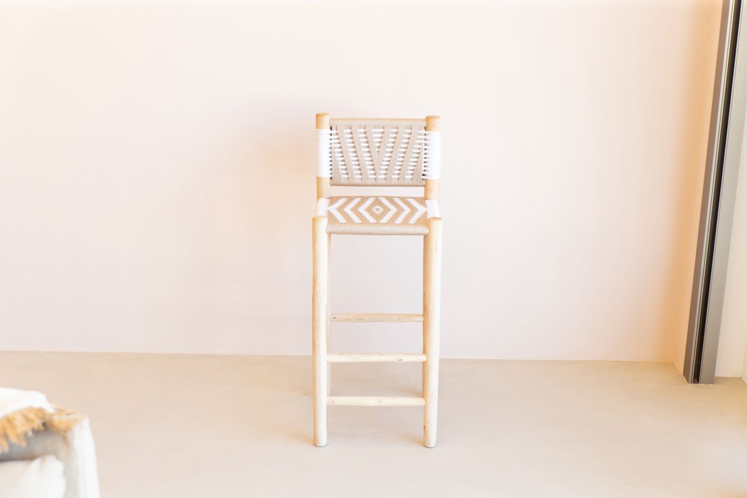 Kenza High barstool 80 cm white/beige
