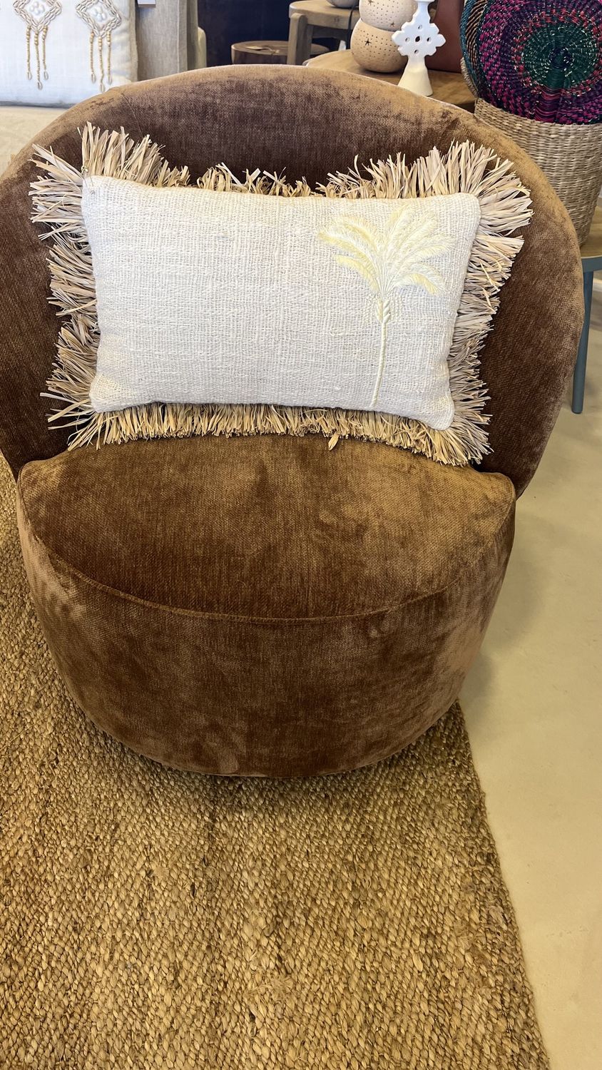 Beige Palm Cushion Cover 40x60 Raffia
